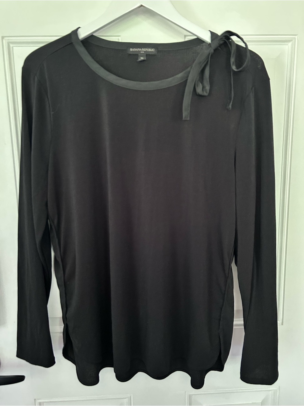 Banana Republic Black Long Sleeve Blouse with Shoulder Bow